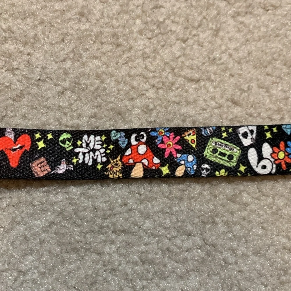 Bloomies Black‎ Fabric Printed Pet Dog Leash with Floral Heart Design New